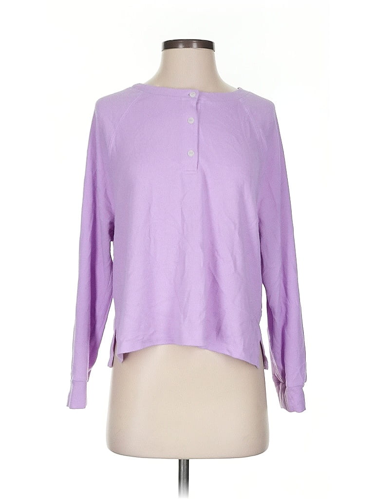 Pre-owned Victoria's Secret Long Sleeve Henley Shirt In Purple