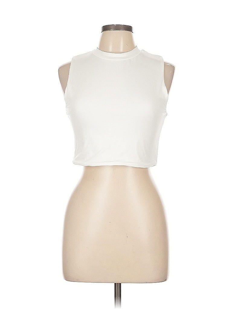 Pre-owned Unbranded Tank Top White Halter Neckline Tops