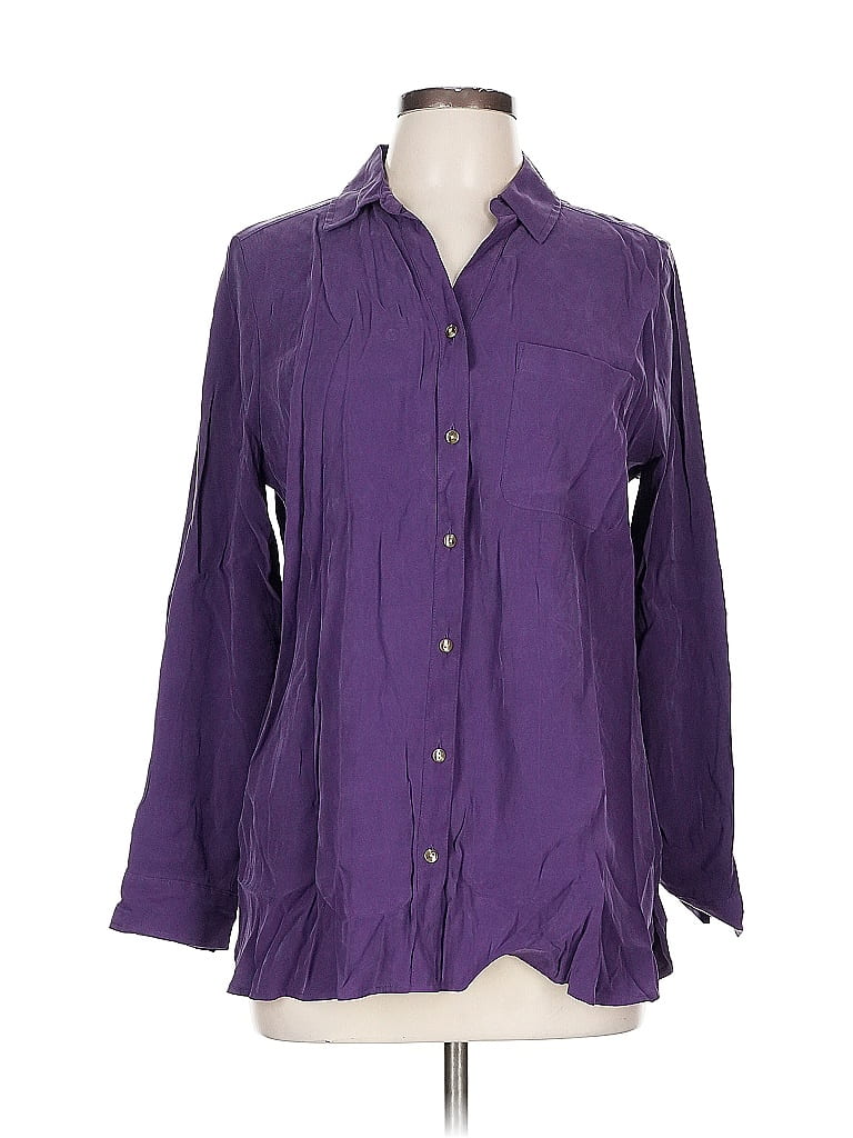 Click to view more detailed imagery on our partner's website Pre-owned Chico's 3/4 Sleeve Button Down Shirt In Purple