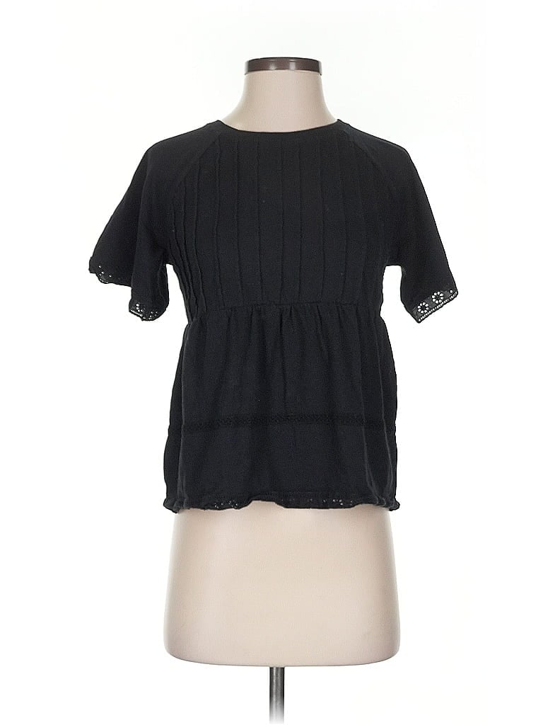Pre-owned Lc Lauren Conrad Short Sleeve Top Black Mock Neckline Tops