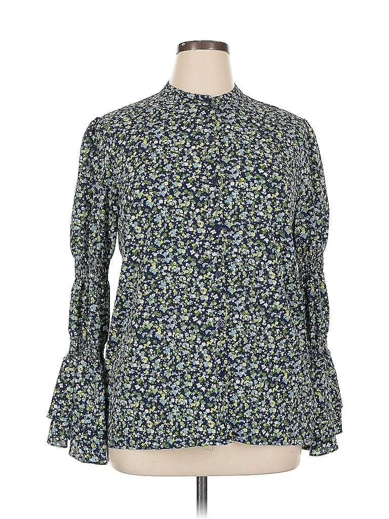 Pre-owned Michael Michael Kors Long Sleeve Blouse In Green