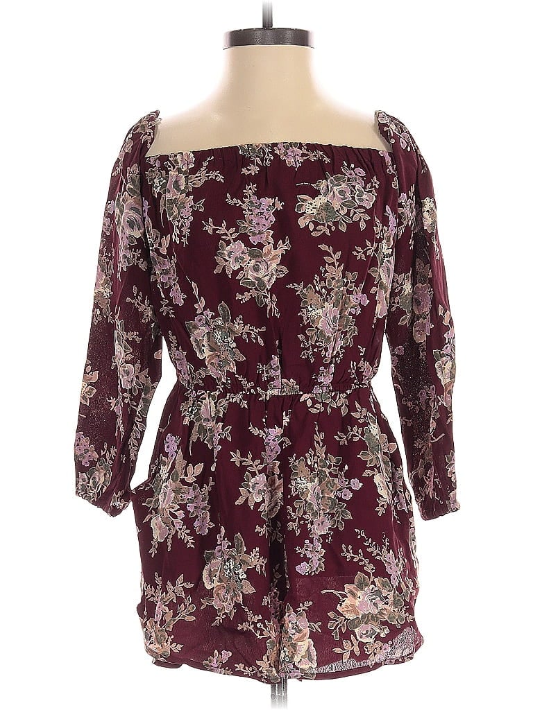 Pre-owned Flynn Skye Romper In Burgundy