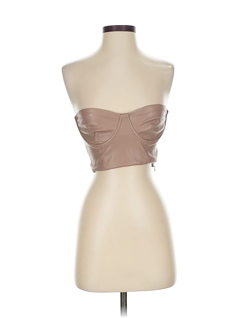 Click to view more detailed imagery on our partner's website Pre-owned Zara Sleeveless Top Tan Strapless Neckline Tops In Brown