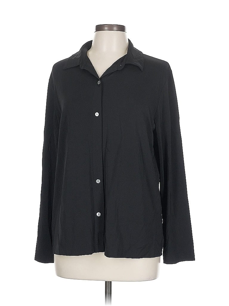 Pre-owned Lands' End Long Sleeve Button Down Shirt In Black