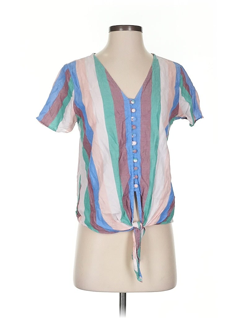 Click to view more detailed imagery on our partner's website Pre-owned Madewell Short Sleeve Blouse In Blue