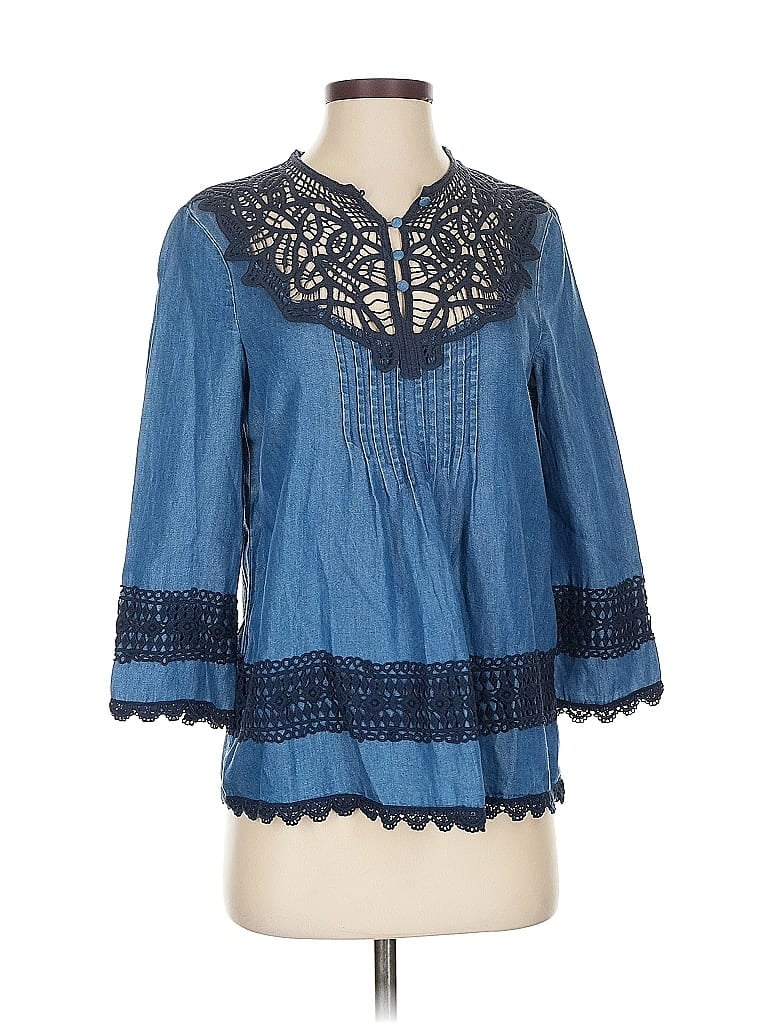Click to view more detailed imagery on our partner's website Pre-owned Nanette Lepore 3/4 Sleeve T-shirt In Blue