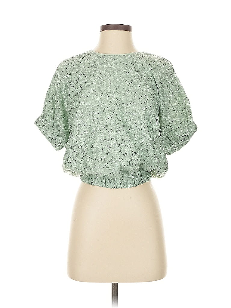 Pre-owned Gigio Short Sleeve Blouse In Green