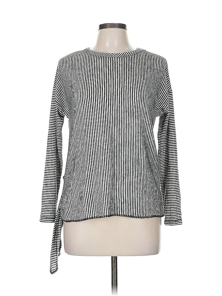 Pre-owned Coin 1804 Long Sleeve Top Black Boatneck Tops