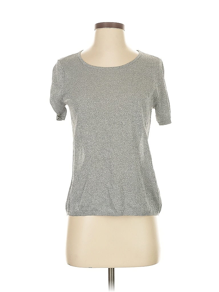 Pre-owned Cece Short Sleeve Top Gray Crew Neck Tops