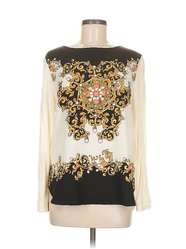 Pre-owned Adrienne Vittadini Long Sleeve Blouse In White