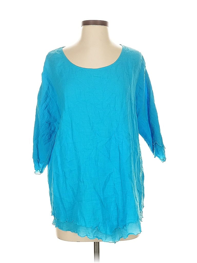 Pre-owned Soft Surroundings 3/4 Sleeve T-shirt In Blue