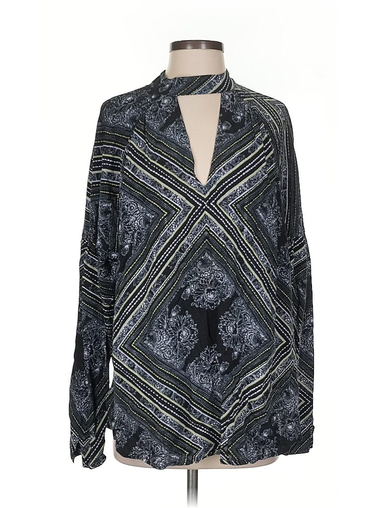 Pre-owned Free People Long Sleeve Blouse In Blue