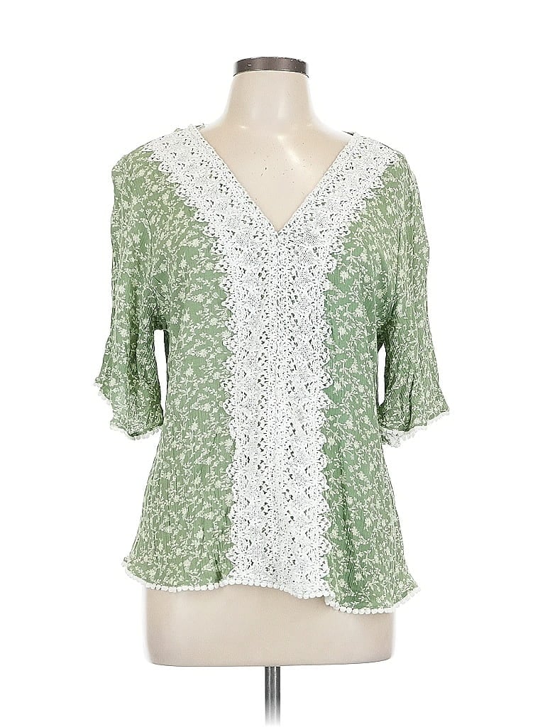 Pre-owned Bobeau 3/4 Sleeve Blouse In Green