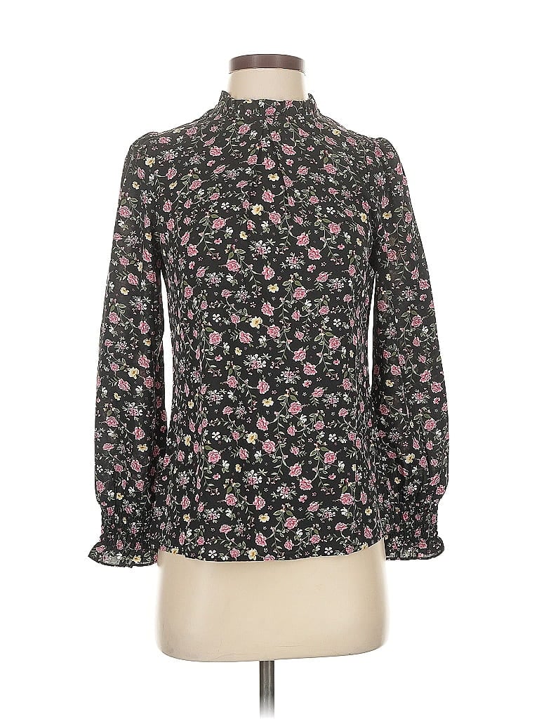 Pre-owned Allegra K Long Sleeve Blouse In Black