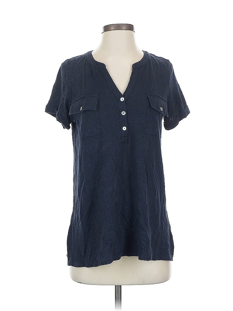 Click to view more detailed imagery on our partner's website Pre-owned Jjill Short Sleeve Henley Shirt In Blue