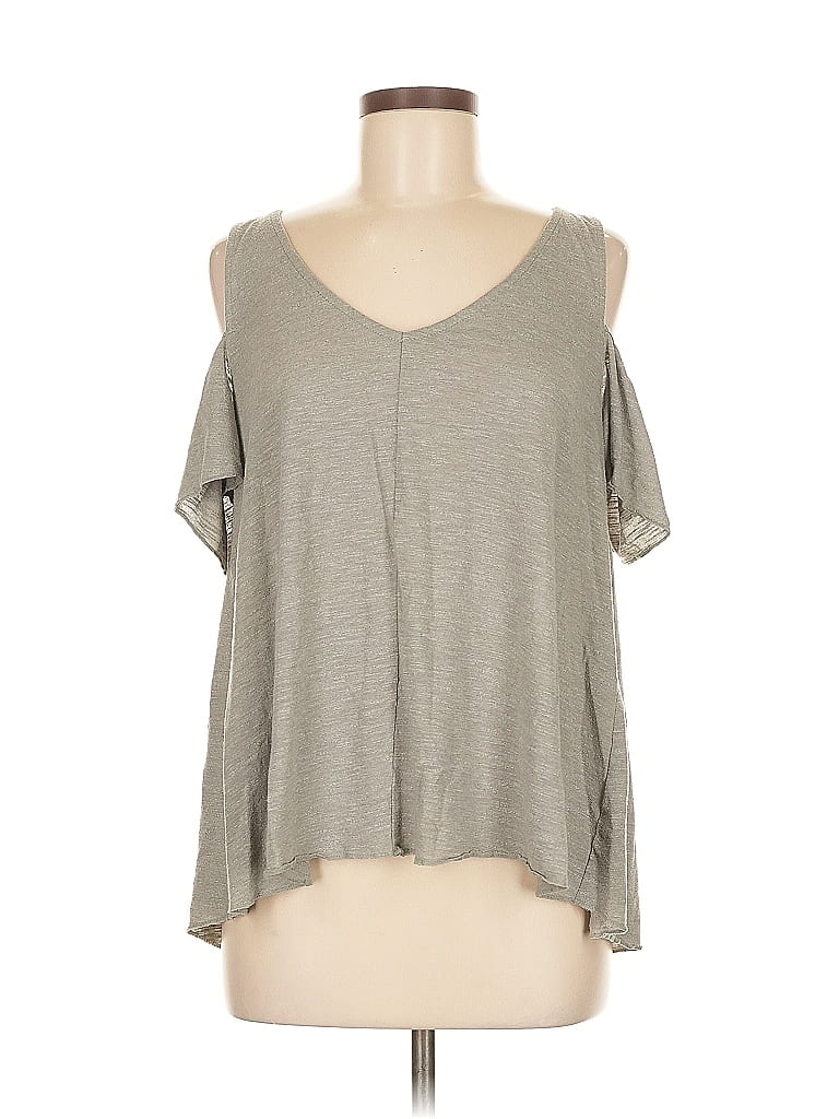Pre-owned Sonoma Goods For Life Short Sleeve Top Gray Cold Shoulder Neckline Tops