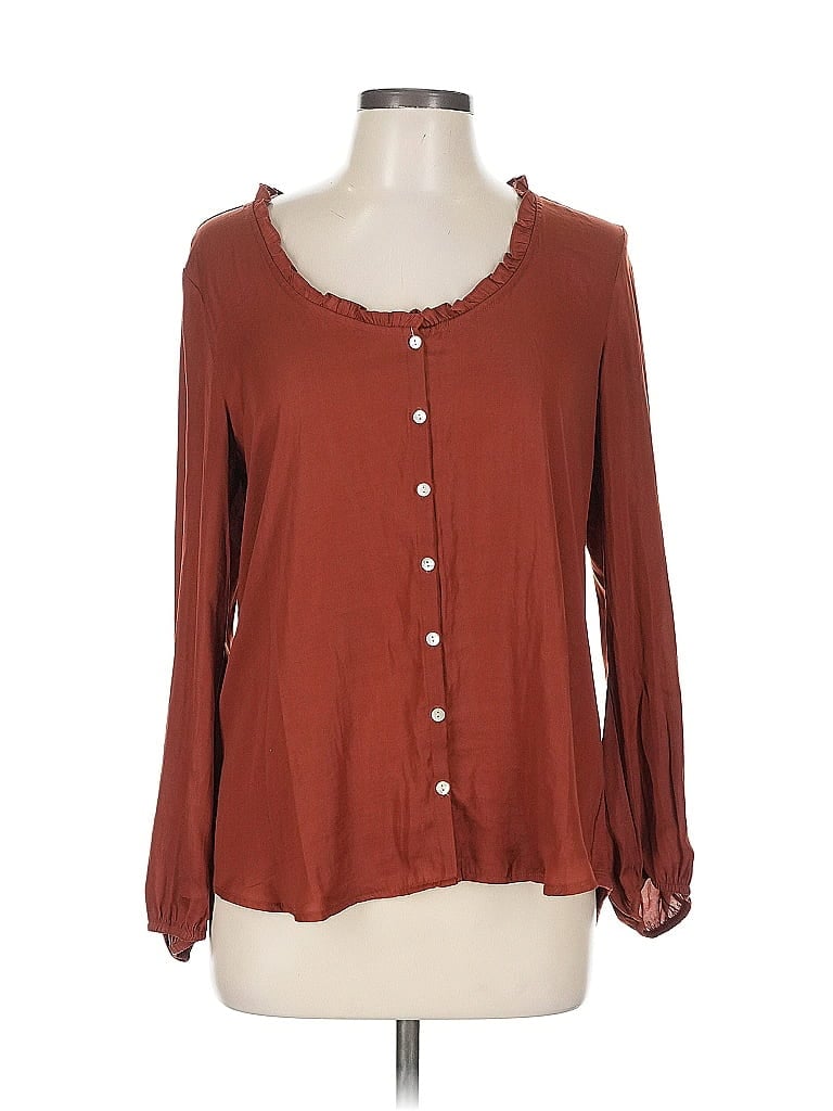 Click to view more detailed imagery on our partner's website Pre-owned Left Coast By Dolan Long Sleeve Blouse In Brown