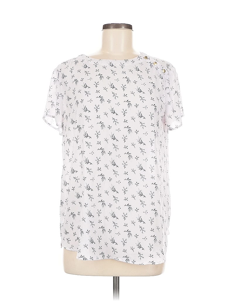 Pre-owned Ann Taylor Loft Outlet Short Sleeve Blouse In White