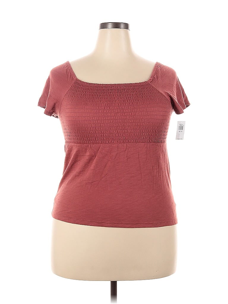 Pre-owned Old Navy Short Sleeve Top Orange Scoop Neck Tops