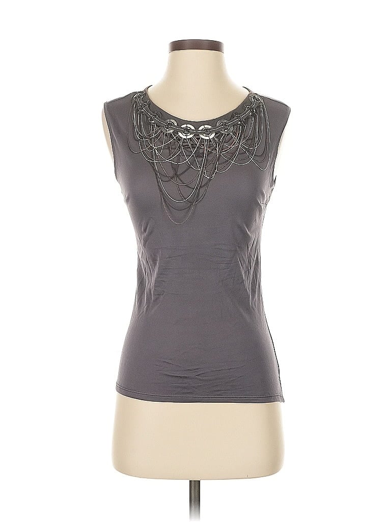 Pre-owned Catherine Malandrino Sleeveless Silk Top Gray Keyhole Neckline Tops