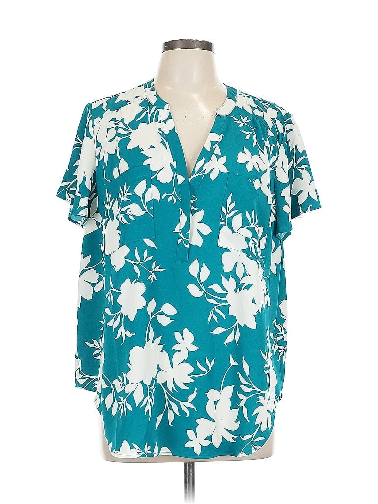 Torrid Short Sleeve Blouse In Blue
