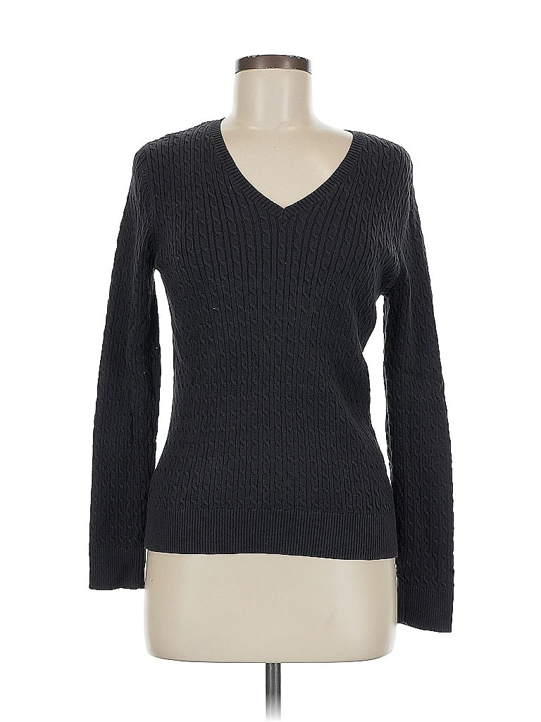 Pre-owned Lands' End Pullover Sweater In Black