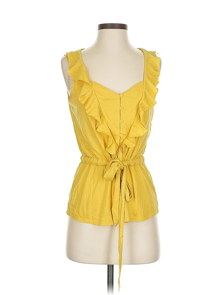 Pre-owned Fossil Sleeveless Blouse In Yellow