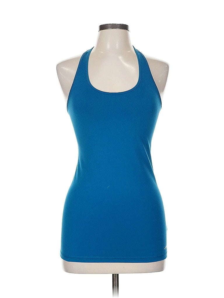 Pre-owned Brooks Tank Top Blue Halter Neckline Tops