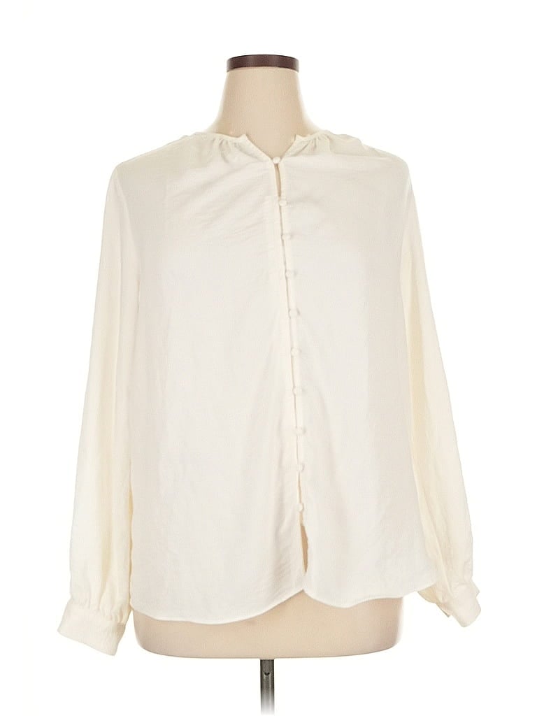Pre-owned Nine West Long Sleeve Blouse In White