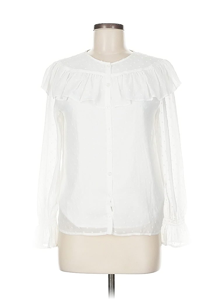 Pre-owned Rachel Parcell Long Sleeve Blouse In White