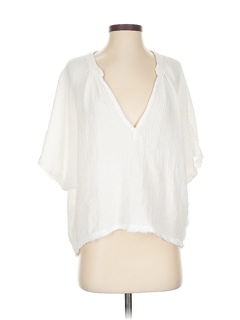 Pre-owned On The Road ... Short Sleeve Blouse In White