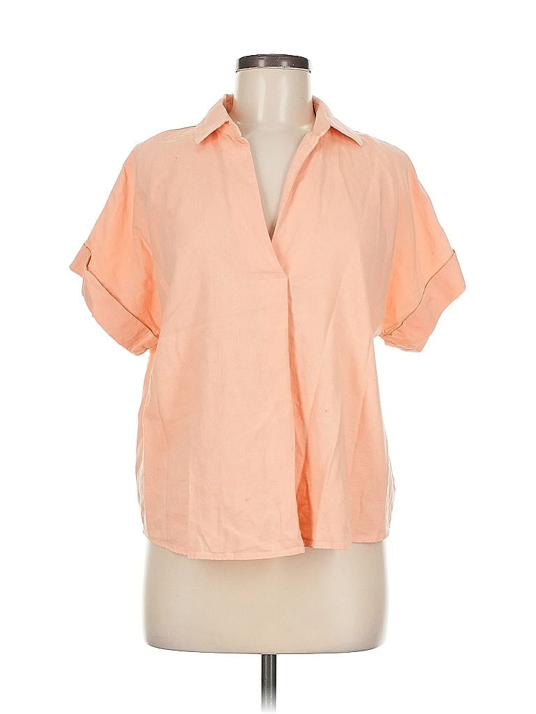 Pre-owned Ann Taylor Short Sleeve Blouse In Orange