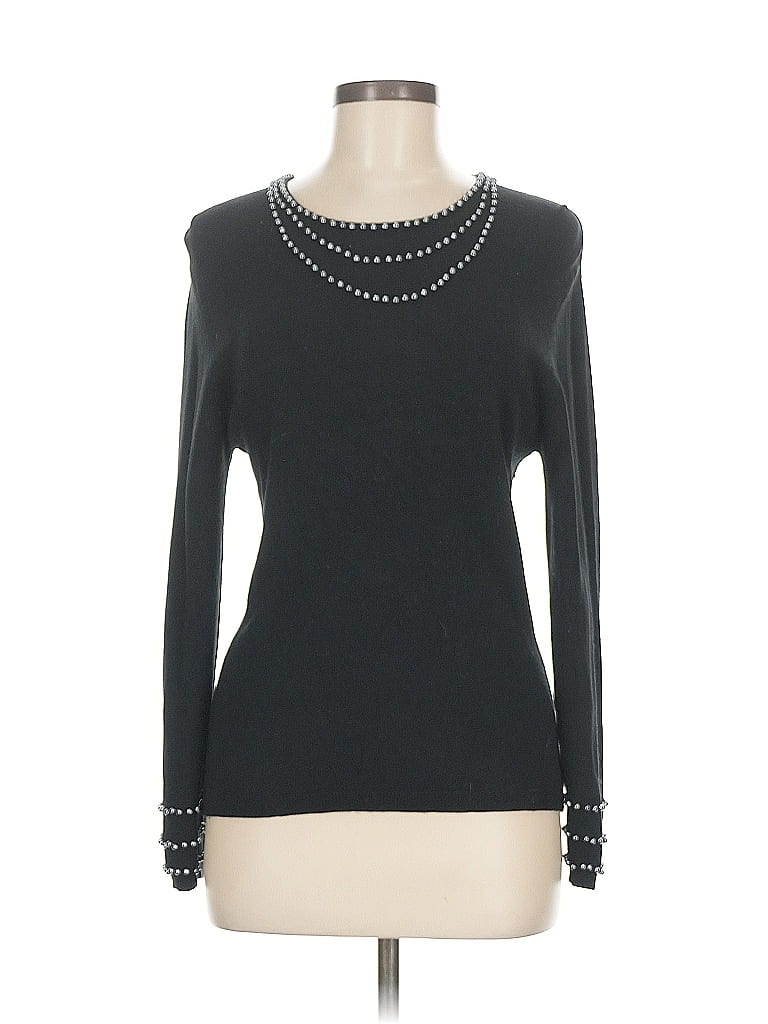 Click to view more detailed imagery on our partner's website Pre-owned Nicole Miller Silk Pullover Sweater In Black