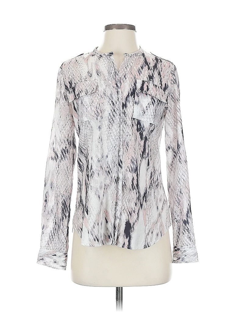 Pre-owned Calvin Klein Long Sleeve Blouse In Silver