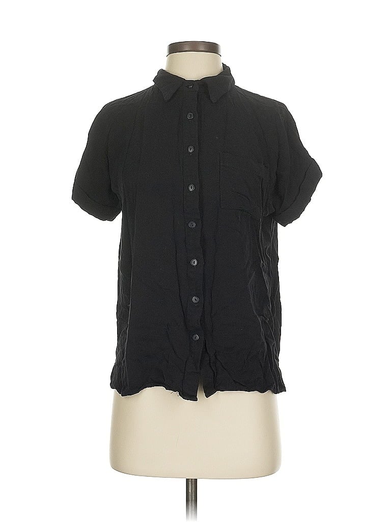 Pre-owned Lulus Short Sleeve Blouse In Black