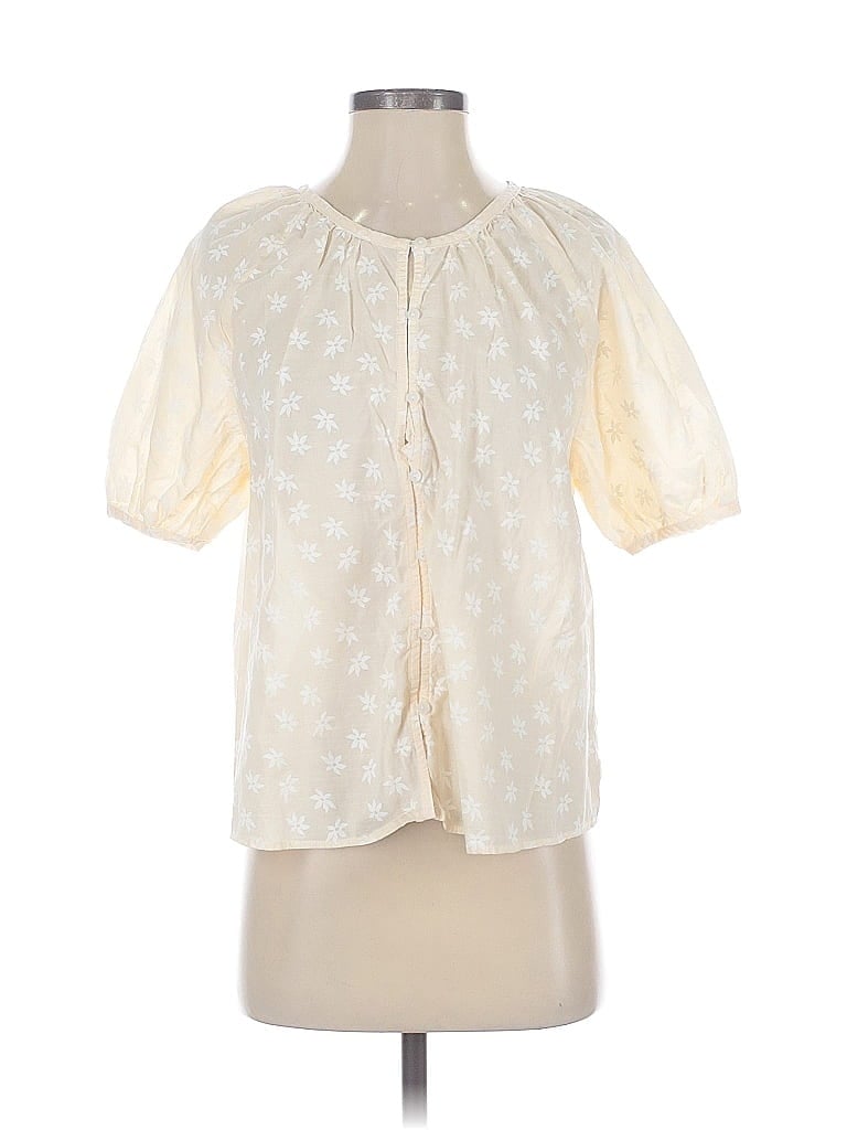 Pre-owned Universal Thread Short Sleeve Blouse In White