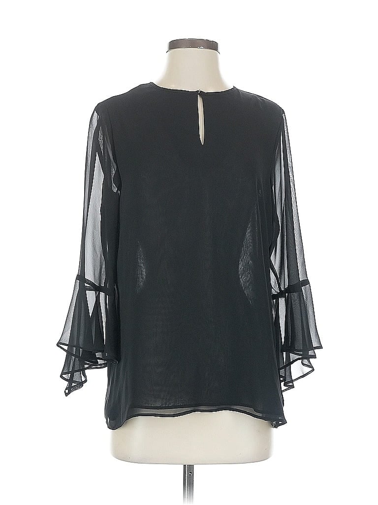Pre-owned Calvin Klein 3/4 Sleeve Blouse In Black