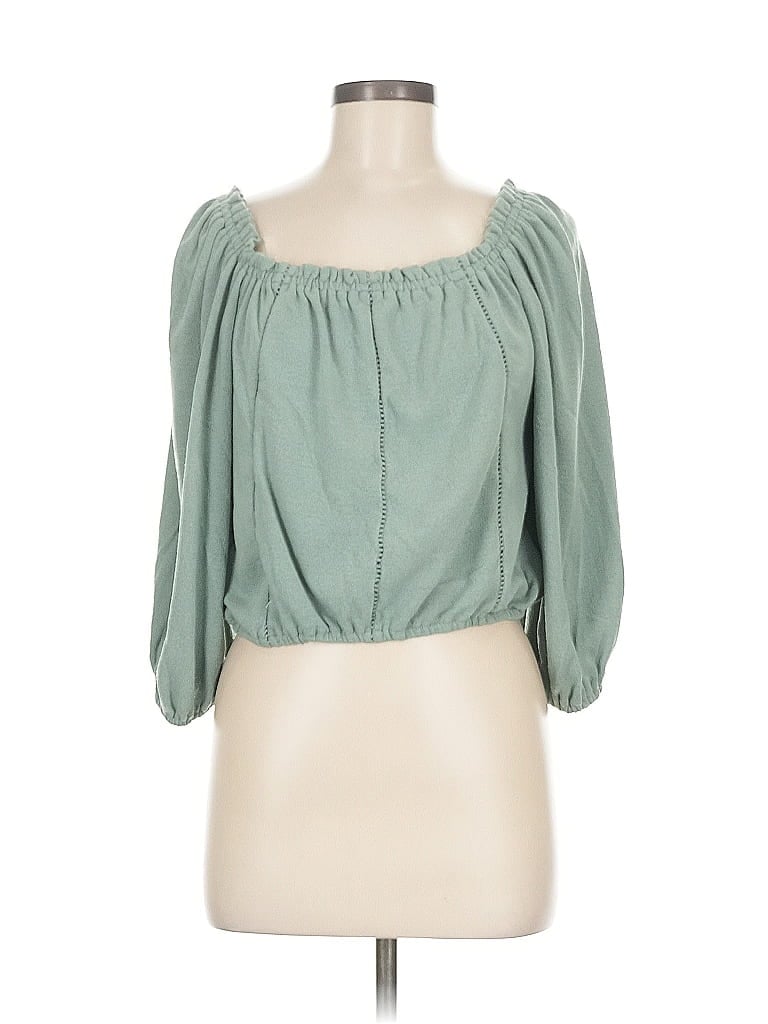 Pre-owned Lush 3/4 Sleeve Blouse In Green