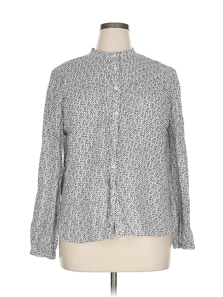 Pre-owned Ann Taylor Loft Long Sleeve Blouse In Gray