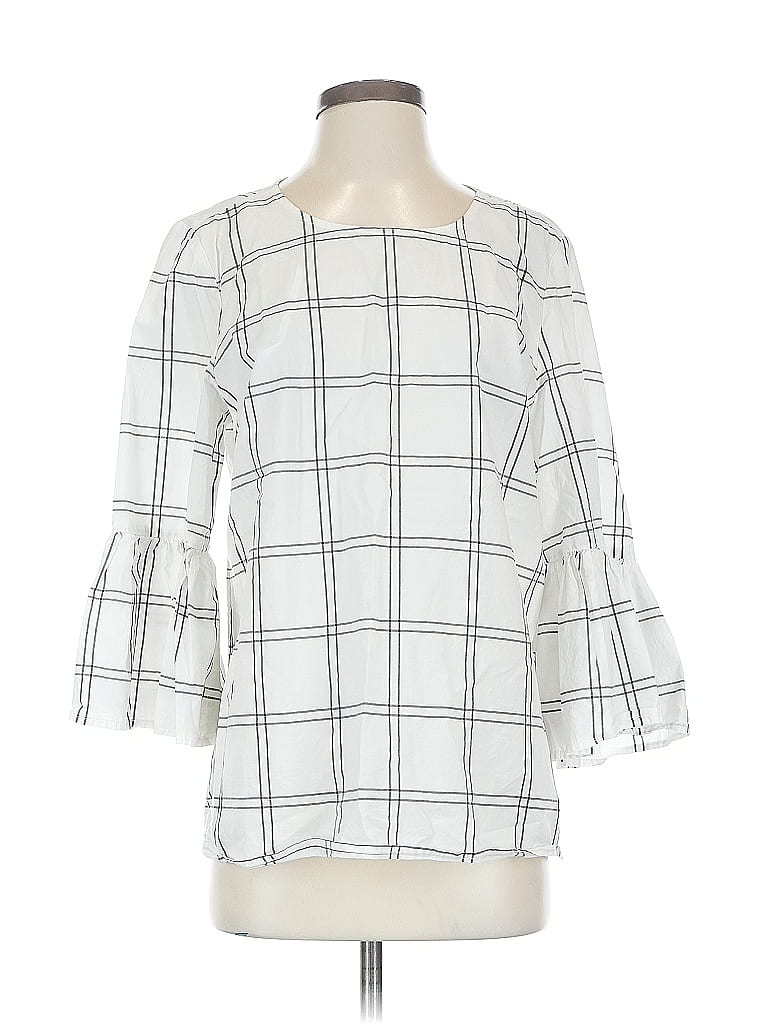 Pre-owned Calvin Klein 3/4 Sleeve Blouse In White