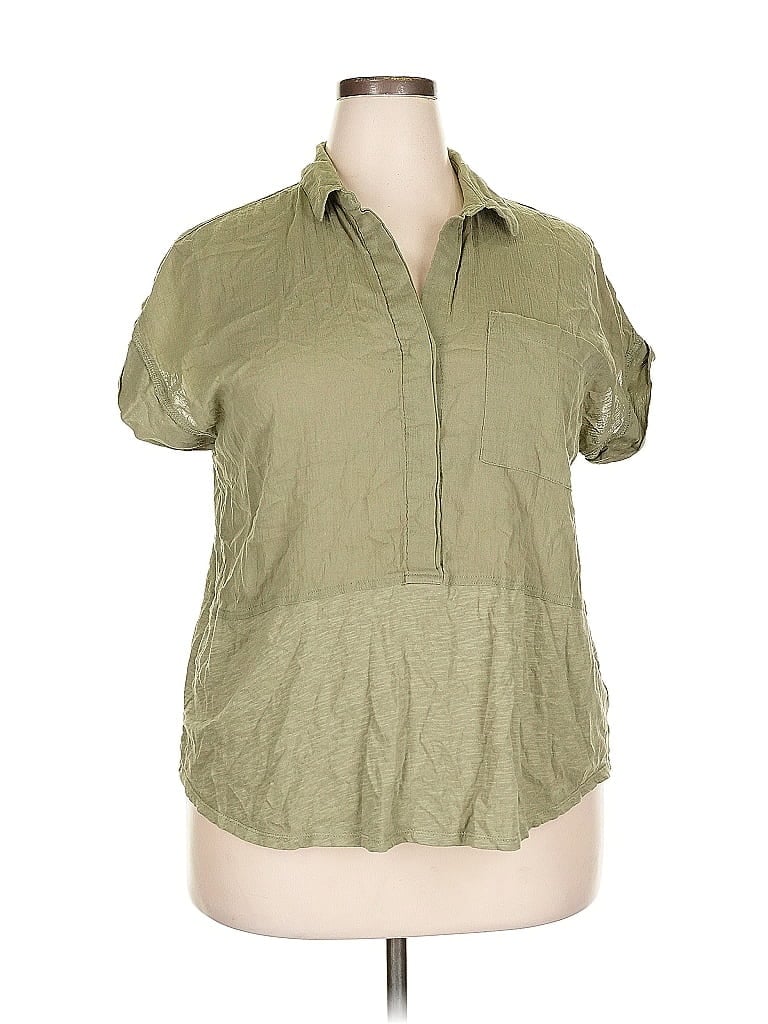 Pre-owned Universal Thread Short Sleeve Blouse In Green