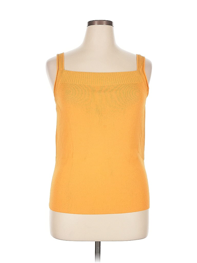 Click to view more detailed imagery on our partner's website Pre-owned Jones New York Collection Tank Top Yellow Square Neckline Tops