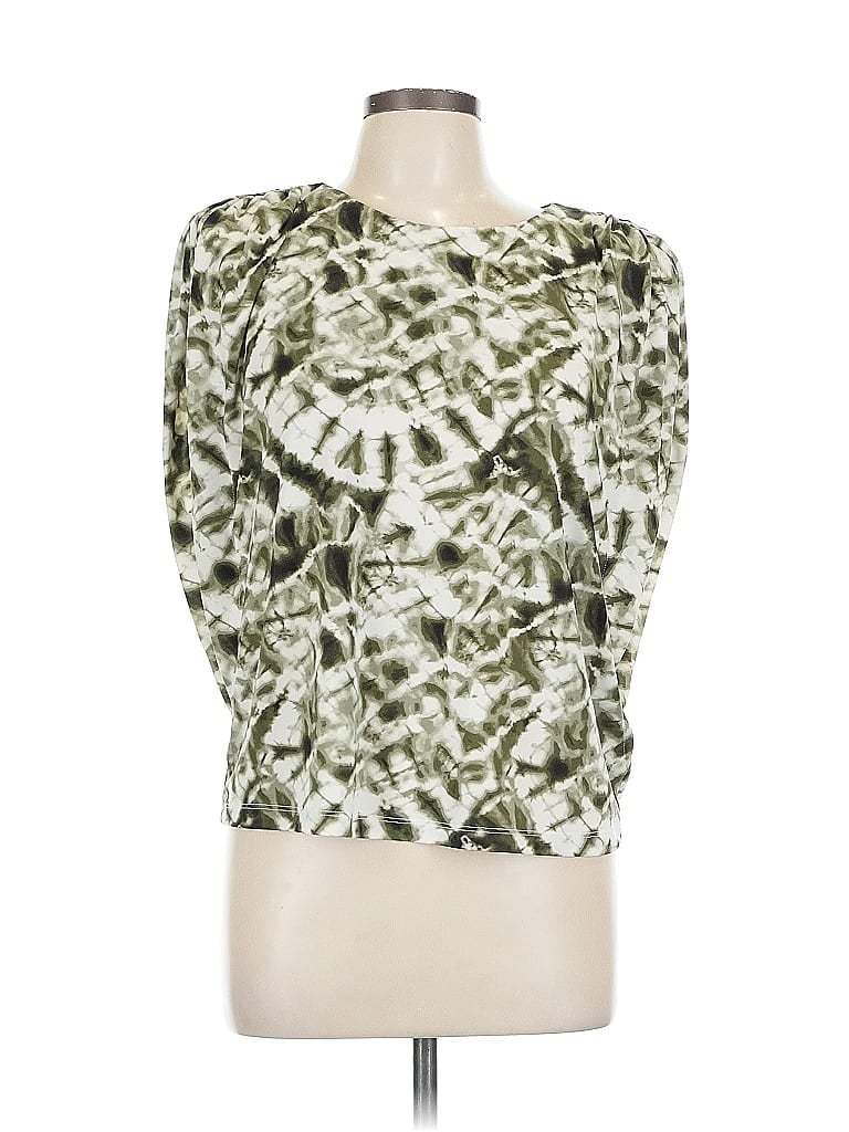 Pre-owned Inc International Concepts 3/4 Sleeve Top Green One Shoulder Neckline Tops
