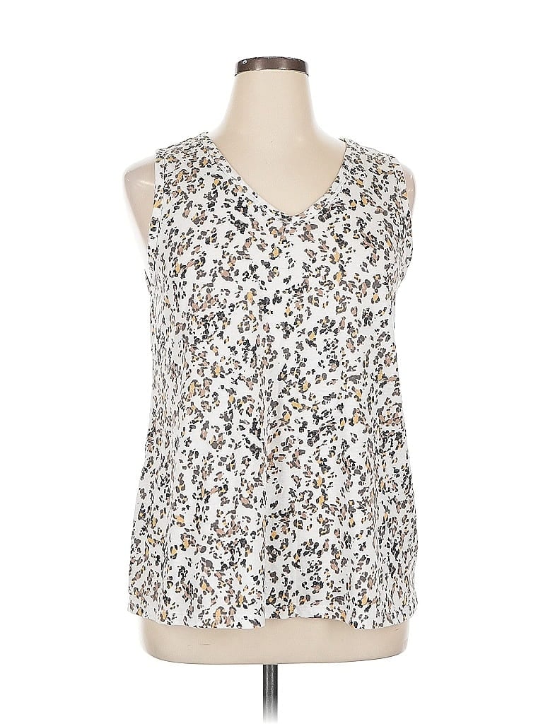 Pre-owned Lane Bryant Tank Top Ivory Plunge Neckline Tops In White