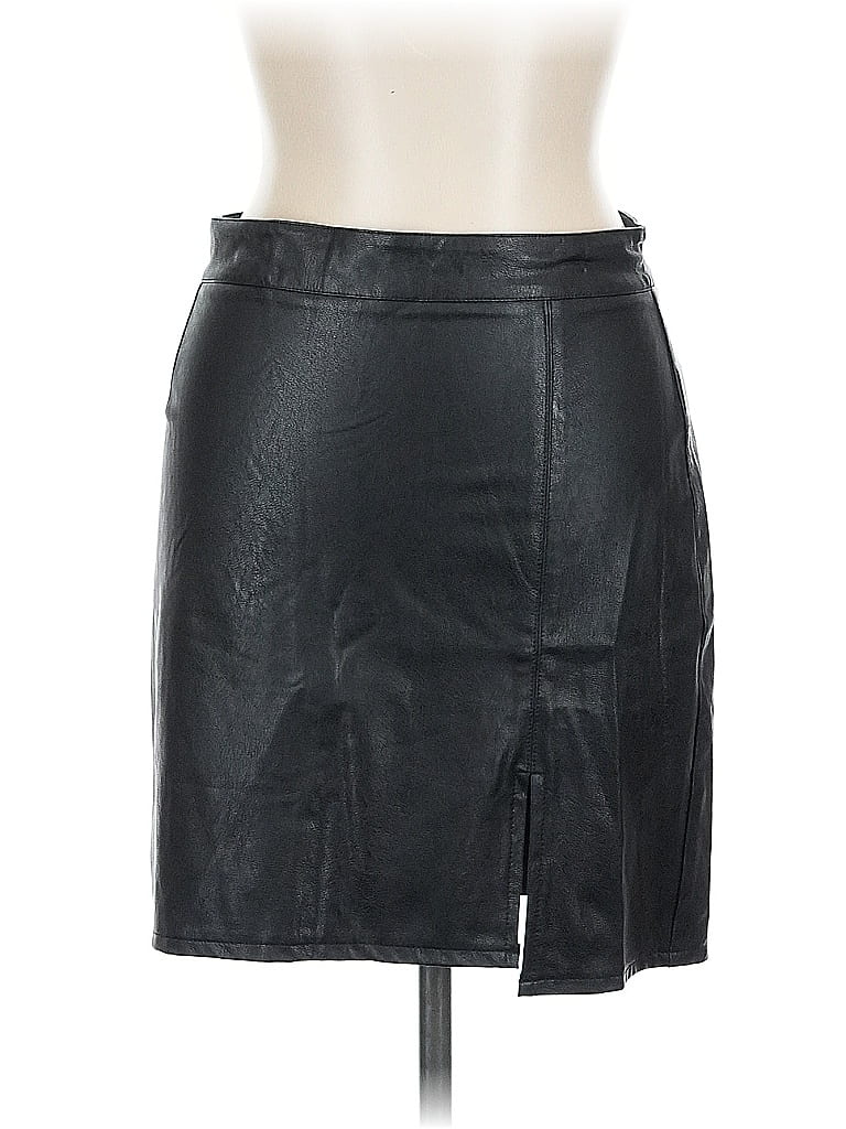 Pre-owned Vintage Havana Faux Leather Skirt In Black