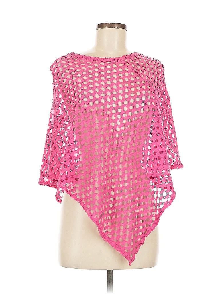 Pre-owned Outline Poncho In Pink