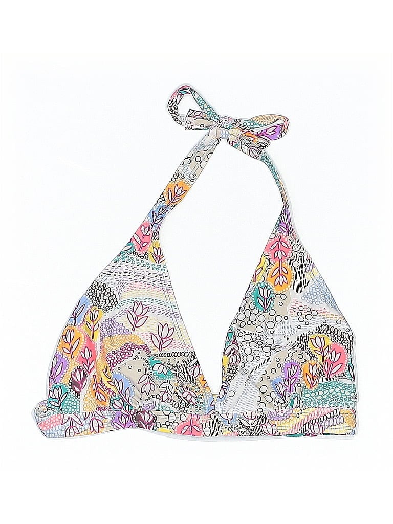 Click to view more detailed imagery on our partner's website Pre-owned Popina Swimsuit Top Blue Print Pattern Swimwear