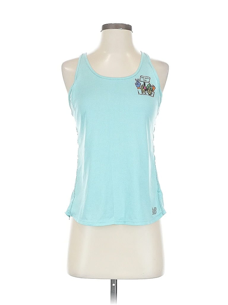 Pre-owned New Balance Tank Top Teal Halter Neckline Tops In Blue