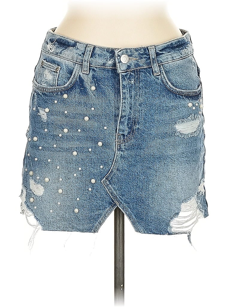 Pre-owned Trafaluc By Zara Denim Skirt In Blue