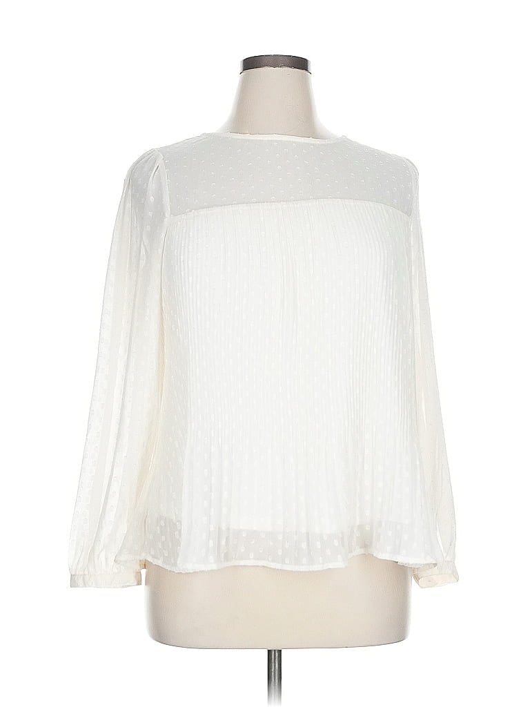 Pre-owned Figueroa & Flower Long Sleeve Blouse In White